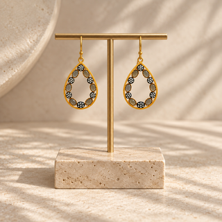 Mosaic Golden Teardrop Earrings