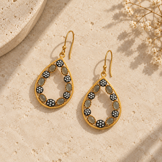 Mosaic Golden Teardrop Earrings