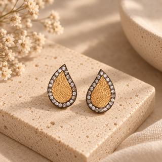 Iconography Textured Gold Teardrop Stud Earrings