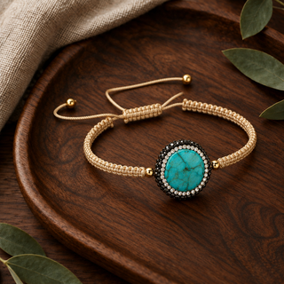 Vie Boheme Turquoise & Cream Macrame Bracelet