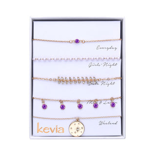 Celestial Charm and Crystal Drop Bracelet Set