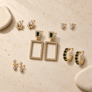 Rectangle Pave Drop Earring Set - main product image