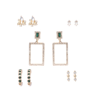 Rectangle Pave Drop Earring Set