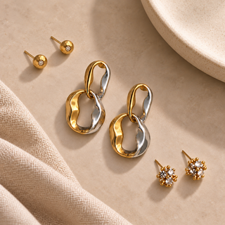 Mixed Metal Link Earring Set - main product image