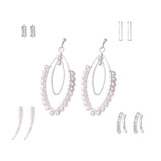 Silver and Crystal Mixed Earring Set
