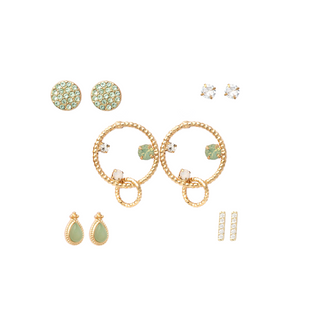 Green & Gold Chain Earring Set