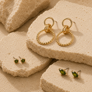 Linked Circle Gold Earring Set - main product image