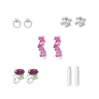 Crystal Pave Hoop Earring Set