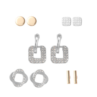 Pave Drop Link Earring Set