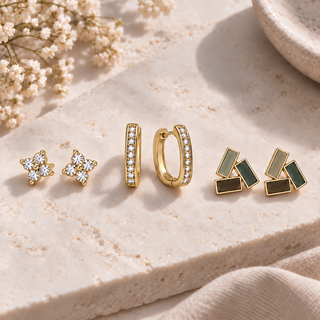 Enamel Geometric Stud Earring Set - main product image