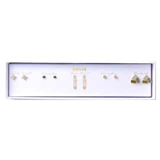 Green Enamel Stud Earring Set