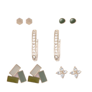 Green Enamel Stud Earring Set