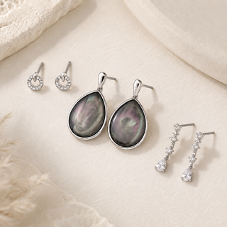 Abalone Cabochons Oval Drop Earring Set - main product image