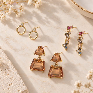 Smoky Quartz Double Stone Drop Earring Set - main product image