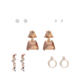 Smoky Quartz Double Stone Drop Earring Set