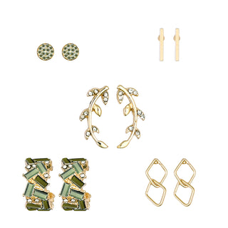 Blue Pave Baguette Hoop Earring Set