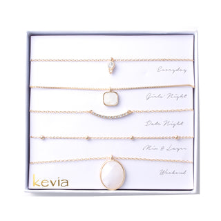 Oval White Drop Stone Necklace Set