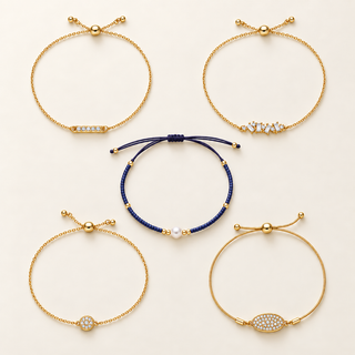 Gold & Cubic Zirconia Delicate Bracelet Set