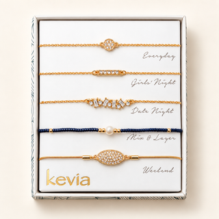 Gold & Cubic Zirconia Delicate Bracelet Set