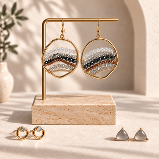 Ombre Beaded Stone Three-Piece Earring Set