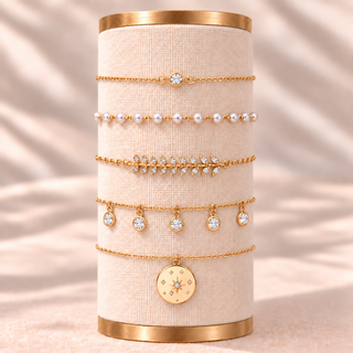 Celestial Charm and Crystal Drop Bracelet Set