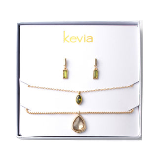 Peridot Teardrop Jewelry Set