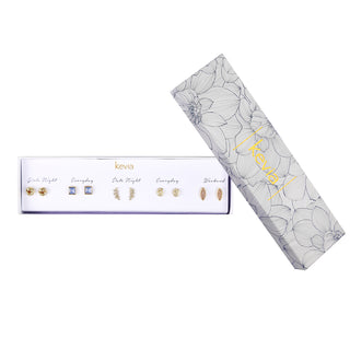 Textured Gold and Periwinkle Accent Earring Set