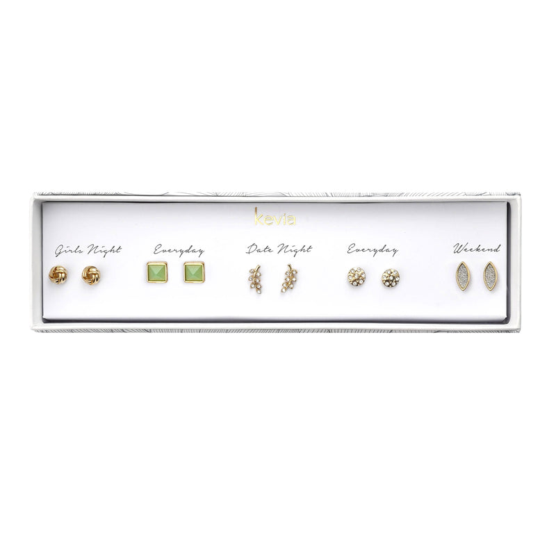 Green & Gold Post Earring Set