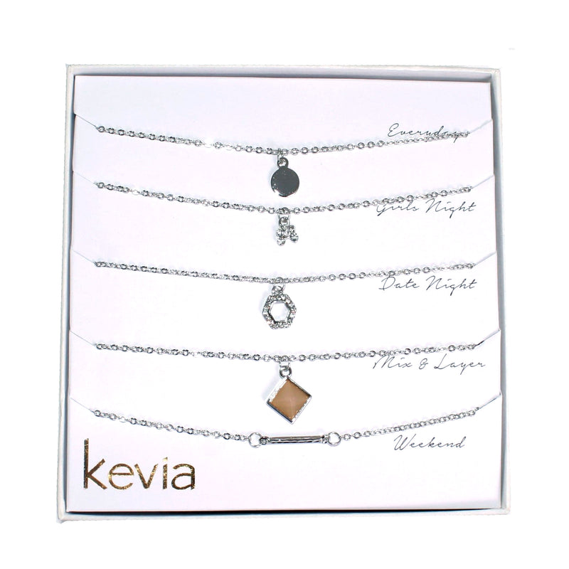 Silver and Peach Theme Necklace Set