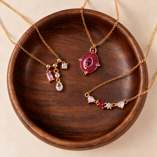Ruby Charm Necklace Set