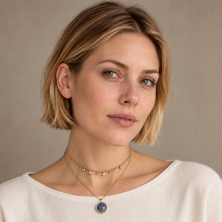 Denim Stone Necklace Set