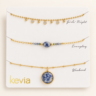 Denim Stone Necklace Set