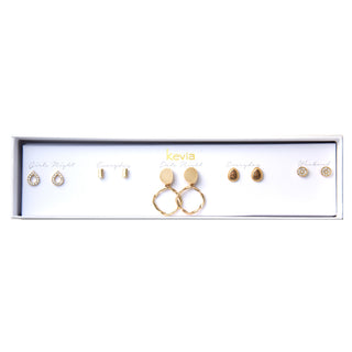 Colorful Gold Hoop Drop Earring Set