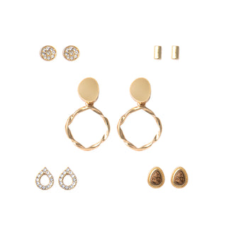 Colorful Gold Hoop Drop Earring Set
