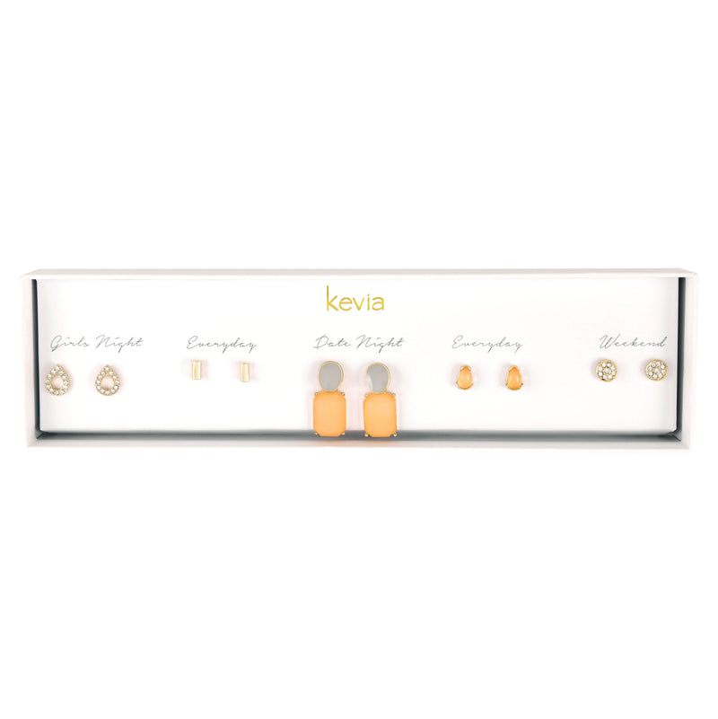 Peach Moonstone Statement Earring Set