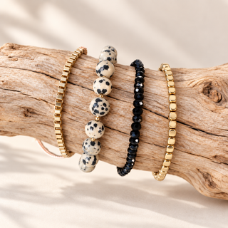 Black & Cream Stretch Bracelet Set