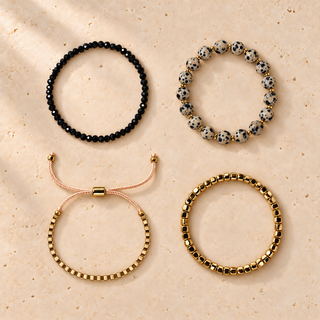 Black & Cream Stretch Bracelet Set