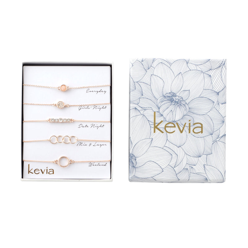 Rose Gold Theme Box Bracelet Set