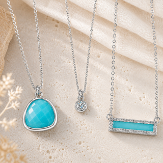 Turquoise Bar & Teardrop Pendant Necklace Set