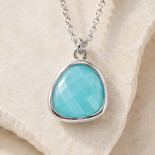 Turquoise Bar & Teardrop Pendant Necklace Set