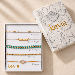 Beaded Gold and Green Bracelet Set