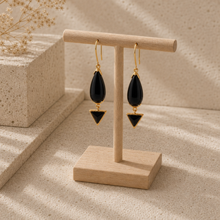 Nubia Black Teardrop and Triangle Dangle Earrings - lifestyle 1