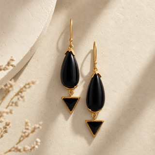 Nubia Black Teardrop and Triangle Dangle Earrings - lifestyle 2