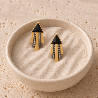 Nubia Two-Tone Fan Stud Earrings - lifestyle 1
