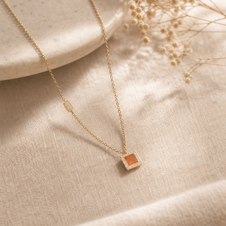 Nubia Delicate Orange Gemstone Necklace - lifestyle 1