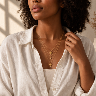 Nubia Layered Triangle Charm Necklace - model 1