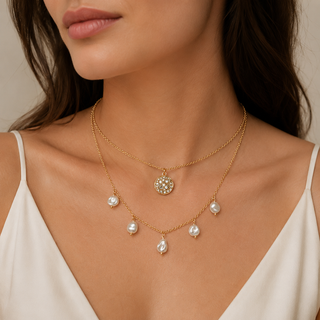 Pearl Cluster Necklace Set – image 2