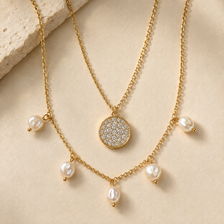 Pearl Cluster Necklace Set – image 1