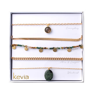 Natural Green Stone Beaded Necklace Set