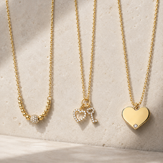 Golden Heart and Key Necklace Set